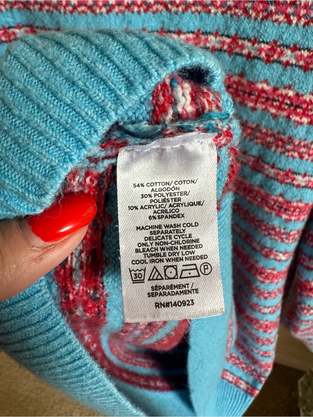 LOFT Blue and Pink Striped Crewneck Sweater - Picture 3 of 8